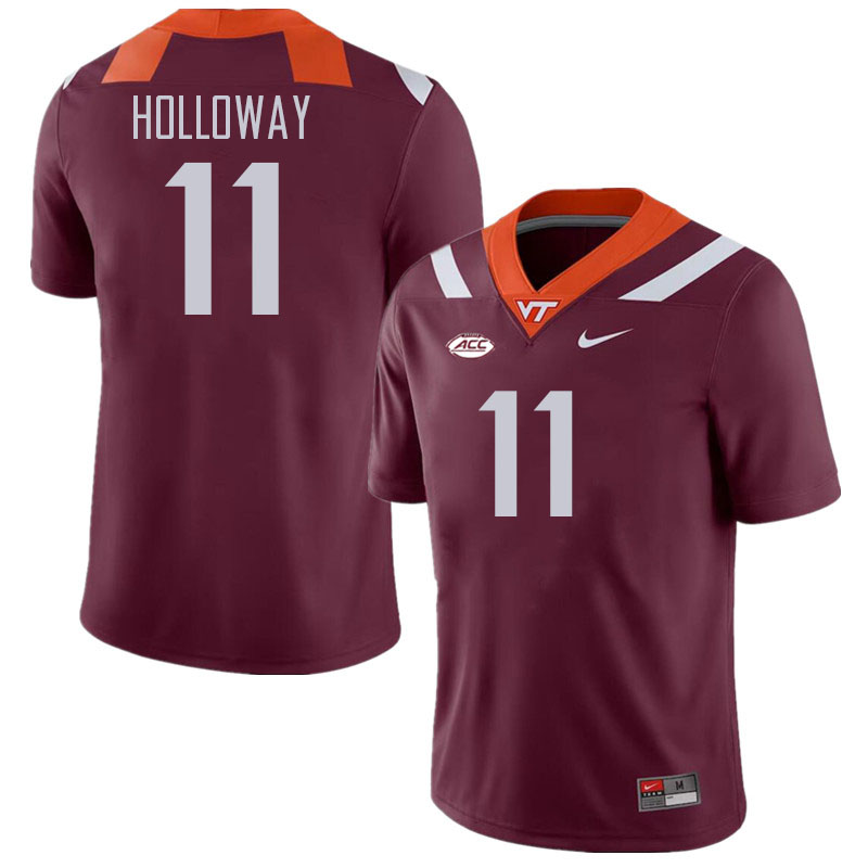Men #11 Tucker Holloway Virginia Tech Hokies College Football Jerseys Stitched Sale-Maroon